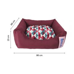 Bold dog bed neo burgundy geometric 86x66x23cm