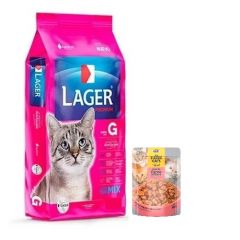 Lager gato adulto 10Kg + sobre Three Cats (Exclusivo online)