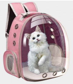 Mochila transportadora gato rosa / celeste